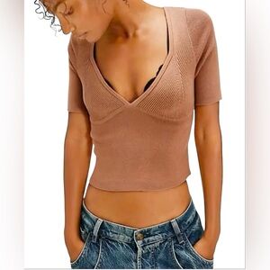 NEW Free People Intimately Women's Tan Knit Top two sizes available XS and M